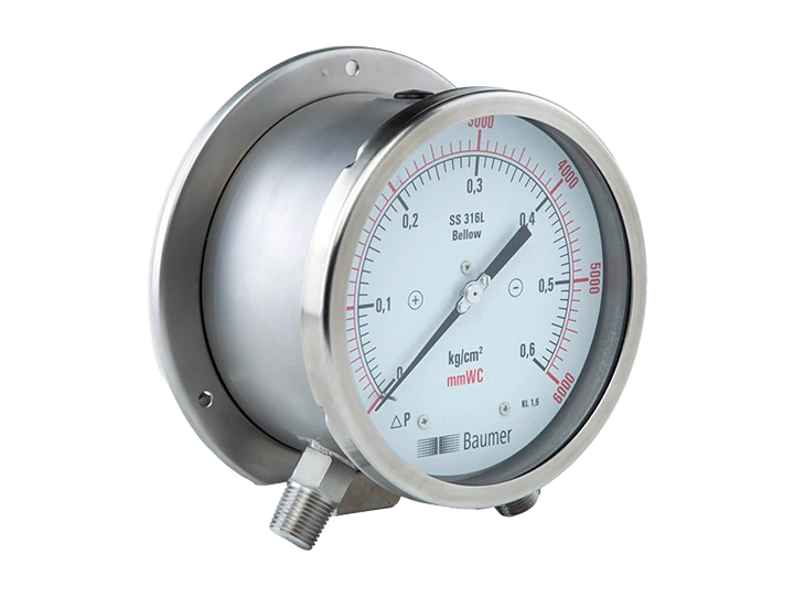 Differential pressure gauges with bellow